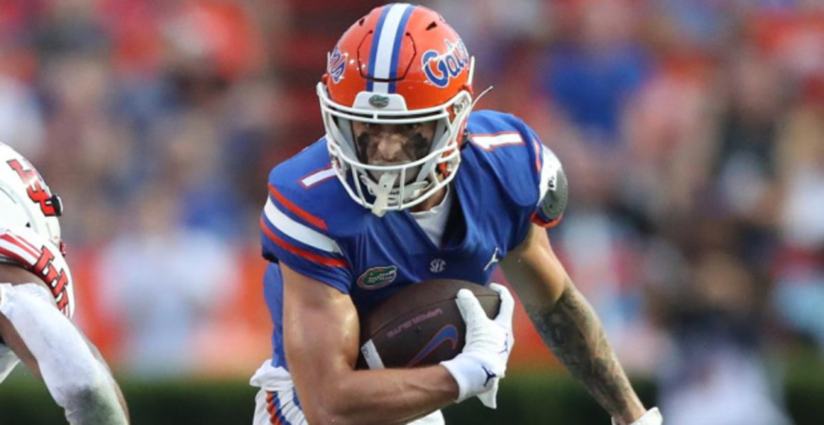 Florida Gators wide receiver Ricky Pearsall on a play during a college football game in the SEC.